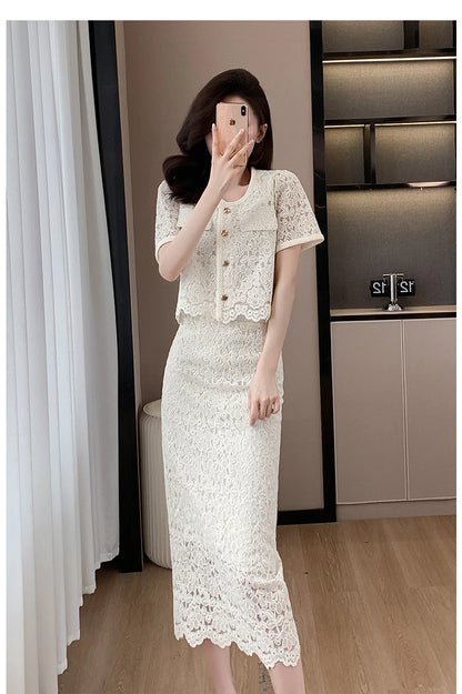 Pearls Embroidery Lace Two Piece Sets