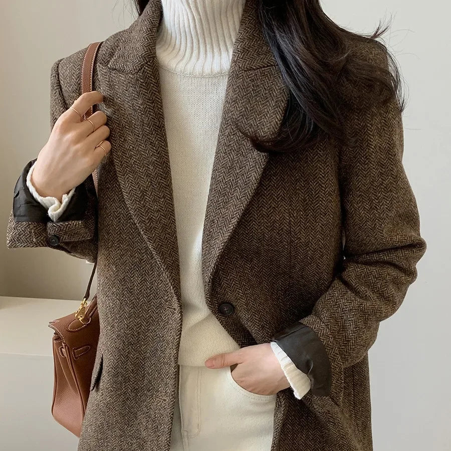 Korean Fashion Woolen Jacket for Cold Weather