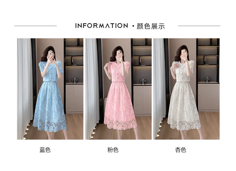 Pearls Embroidery Lace Two Piece Sets