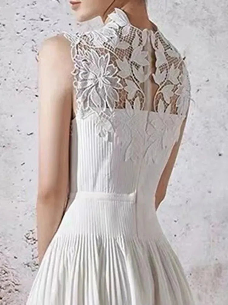 Embroidered Hollow Out Sleeveless Dress