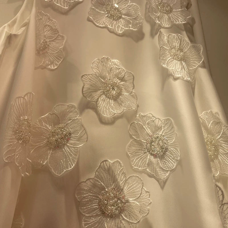 3D Floral Embroidered Flared Sleeveless Designer Dress