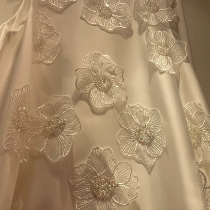 3D Floral Embroidered Flared Sleeveless Designer Dress