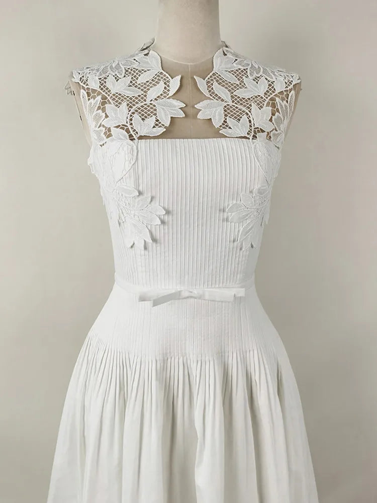 Embroidered Hollow Out Sleeveless Dress