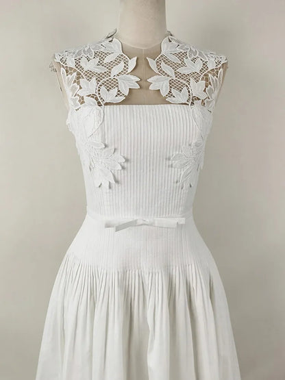 Embroidered Hollow Out Sleeveless Dress