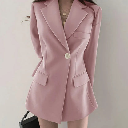 Office blazer coat for women in neutral taupe