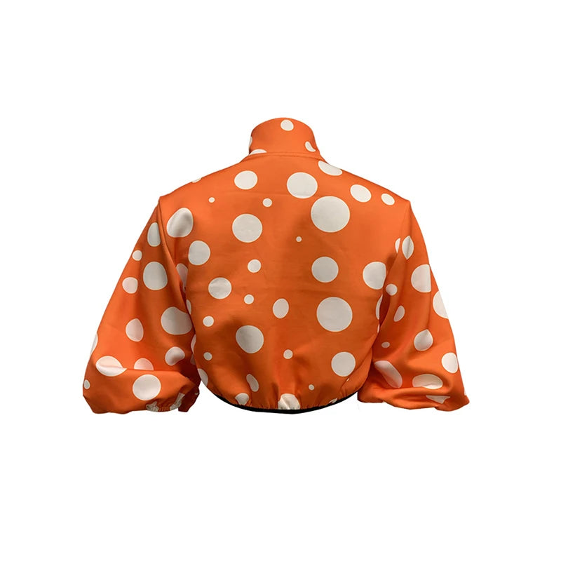 Turtleneck Short Jacket Stylish Flower Print Zipper Jackets