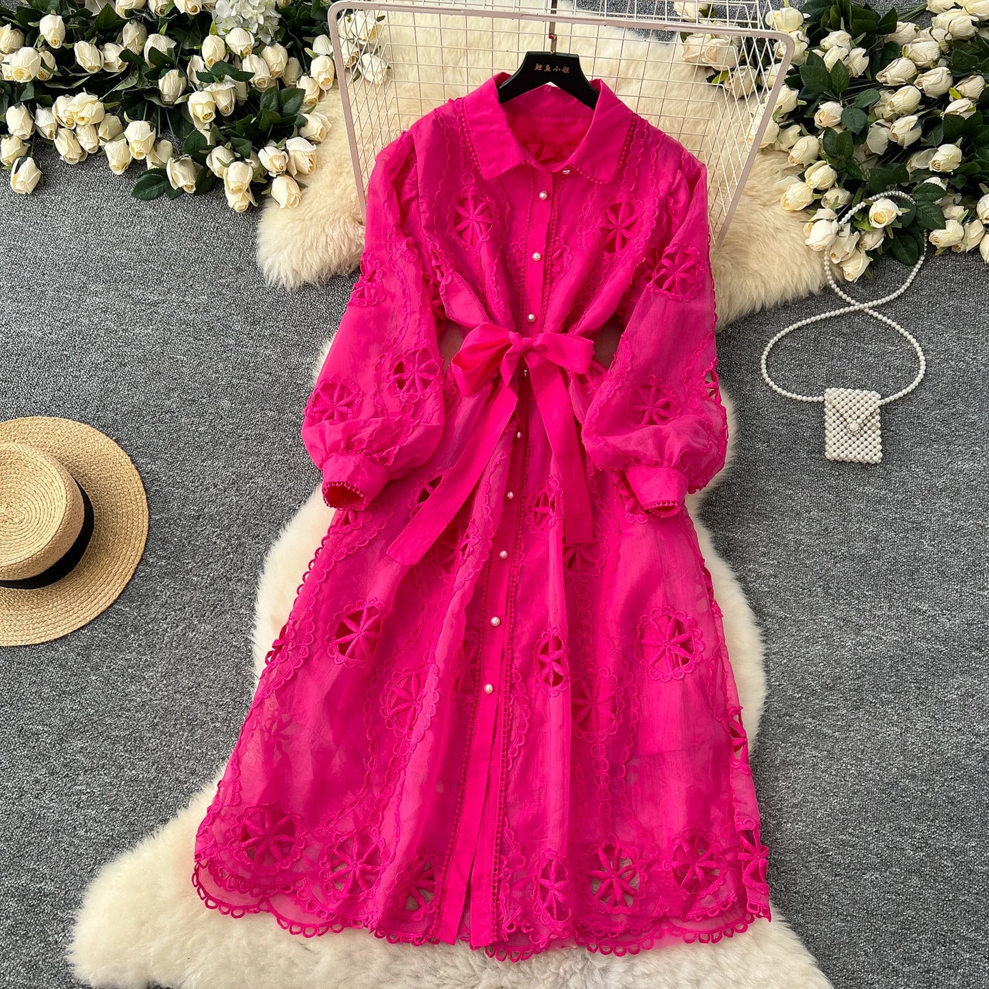 Elegant Embroidery Vintage Lantern Sleeves Dresses