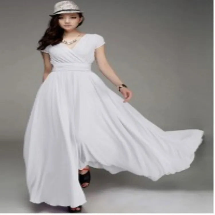 Short-Sleeved Chiffon Evening Dress