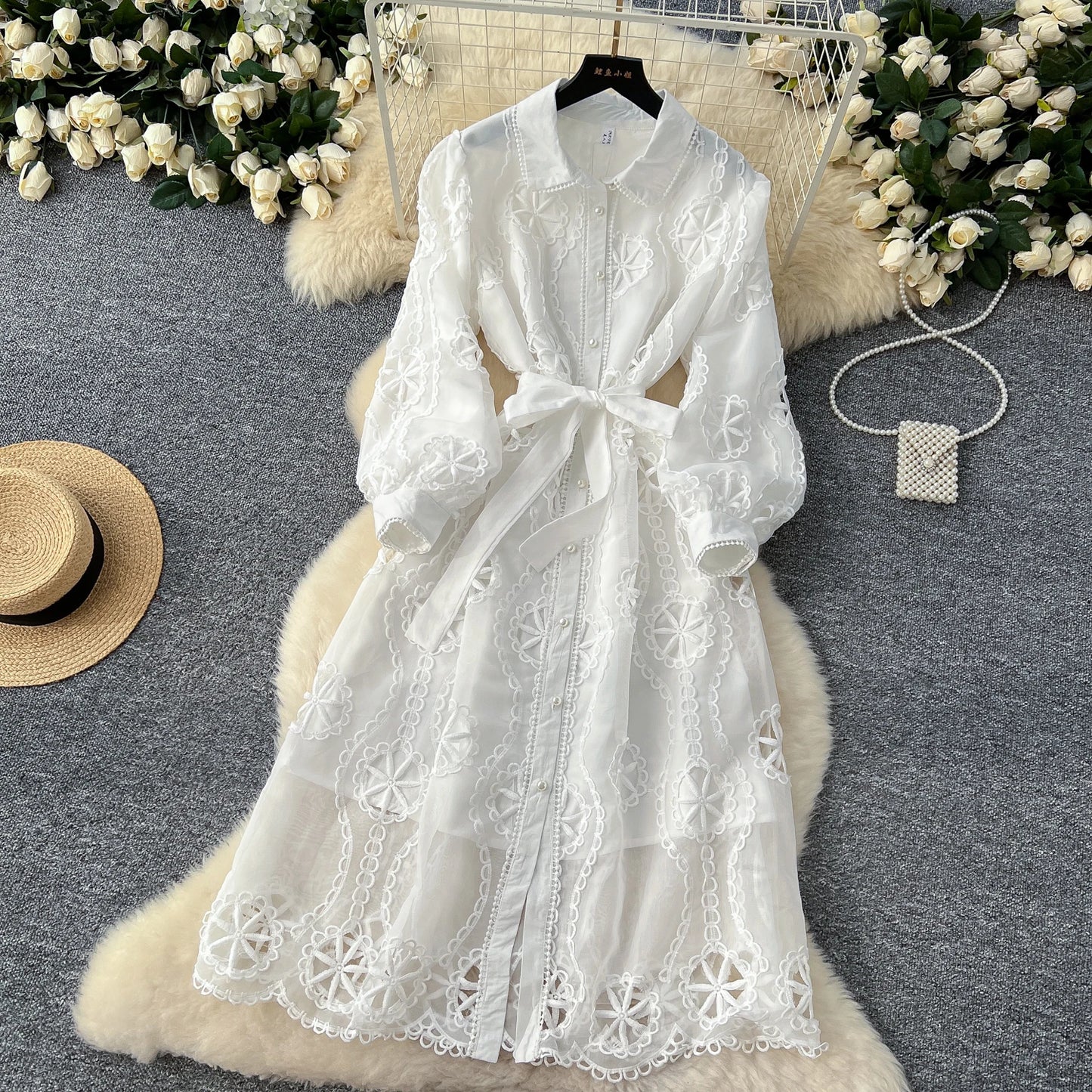 Elegant Embroidery Vintage Lantern Sleeves Dresses