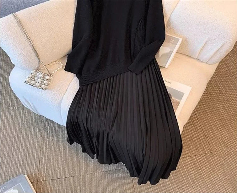 Elegant long sleeve Irregular Knit Maxi Dress
