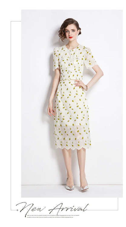 Pearls Embroidery Lace Two Piece Sets