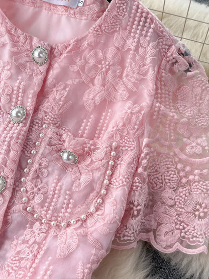 Summer Korean Two-Piece Lace Set