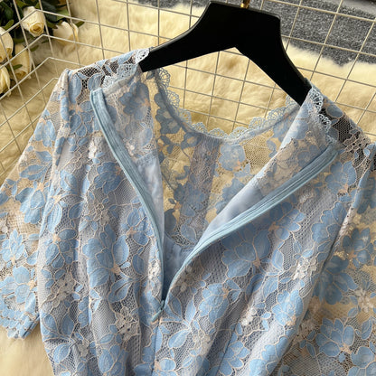 French Vintage Short Sleeve Lace Dress - Sold Out