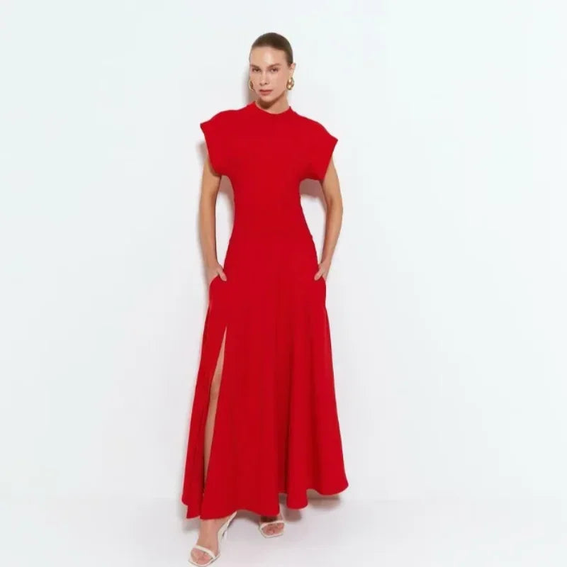 Sophisticated Red Evening Maxi Dress
