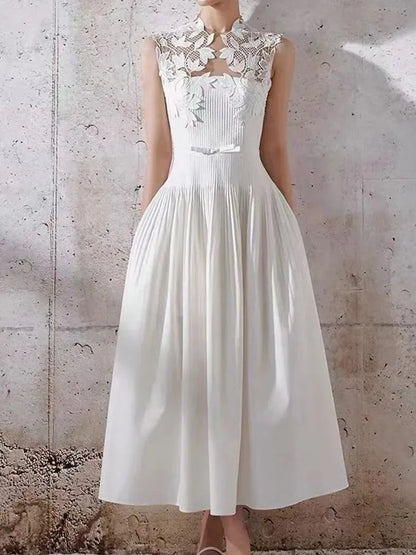 Embroidered Hollow Out Sleeveless Dress