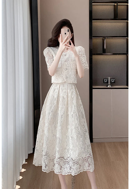 Pearls Embroidery Lace Two Piece Sets