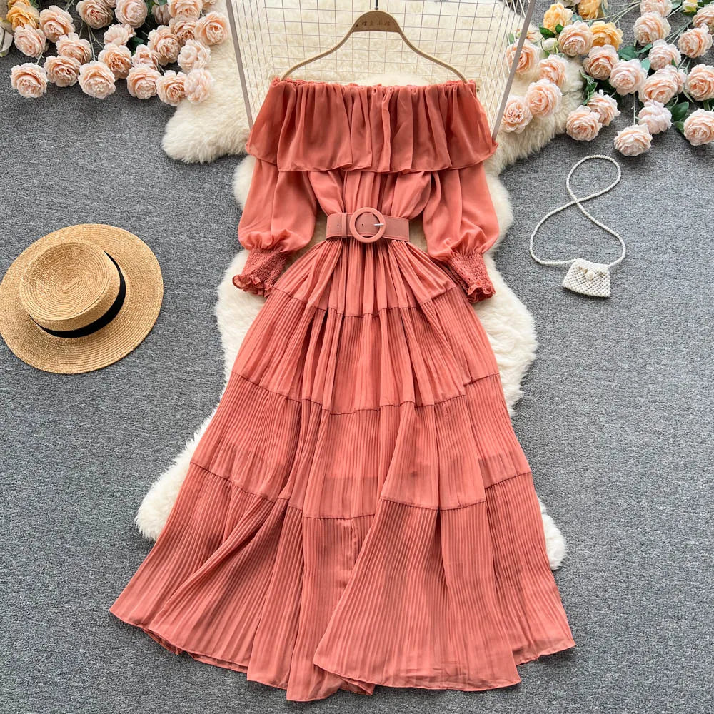 Vintage Pleated Chic Summer Dress