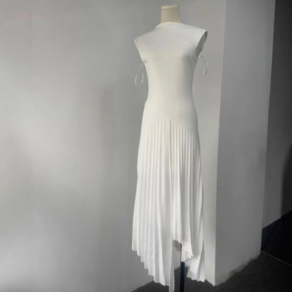 Elegant Diagonal Neck Midi Dresses