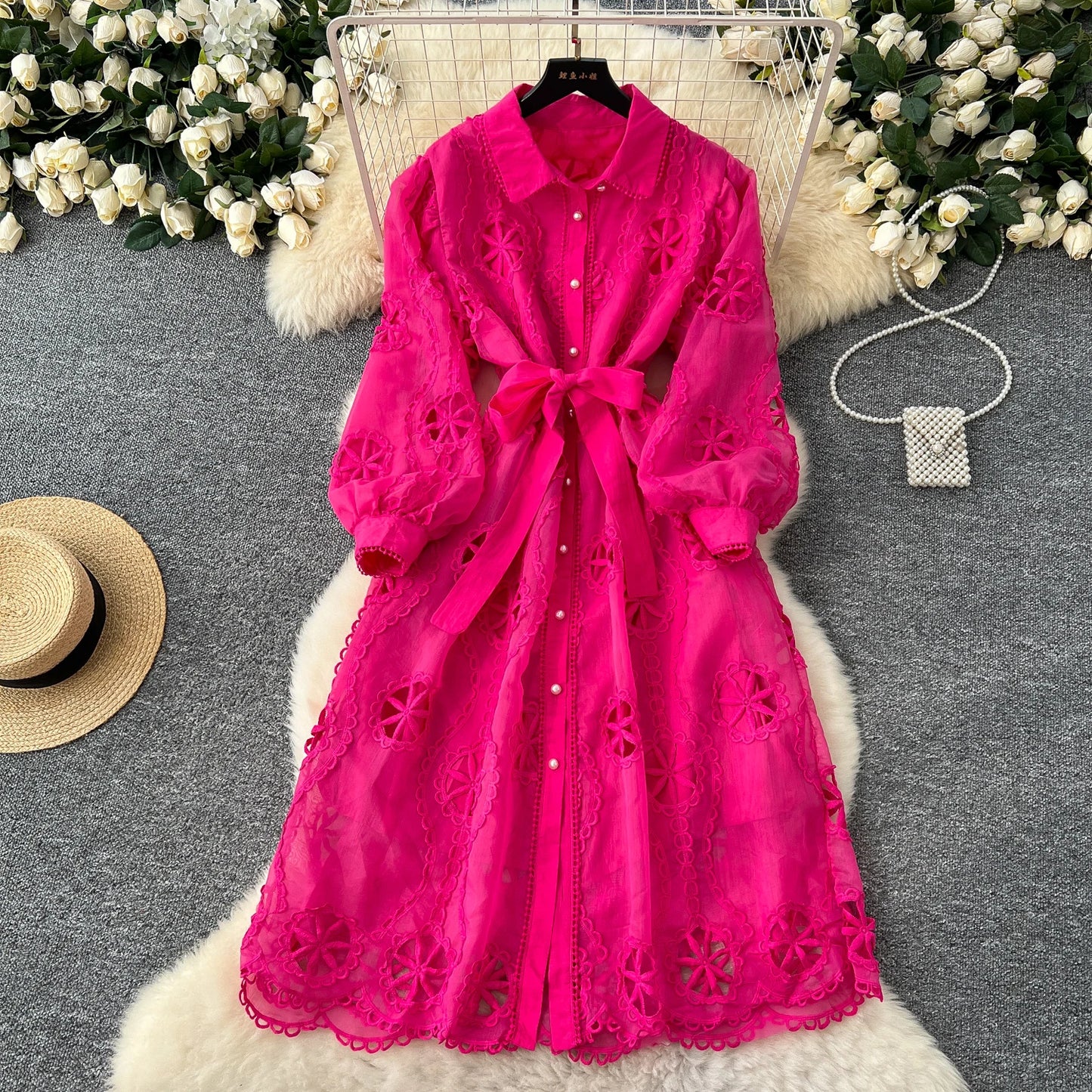 Elegant Embroidery Vintage Lantern Sleeves Dresses