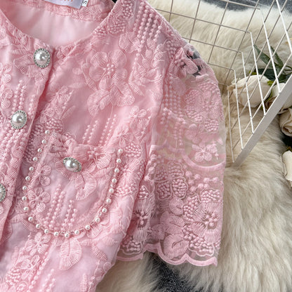 Summer Korean Two-Piece Lace Set