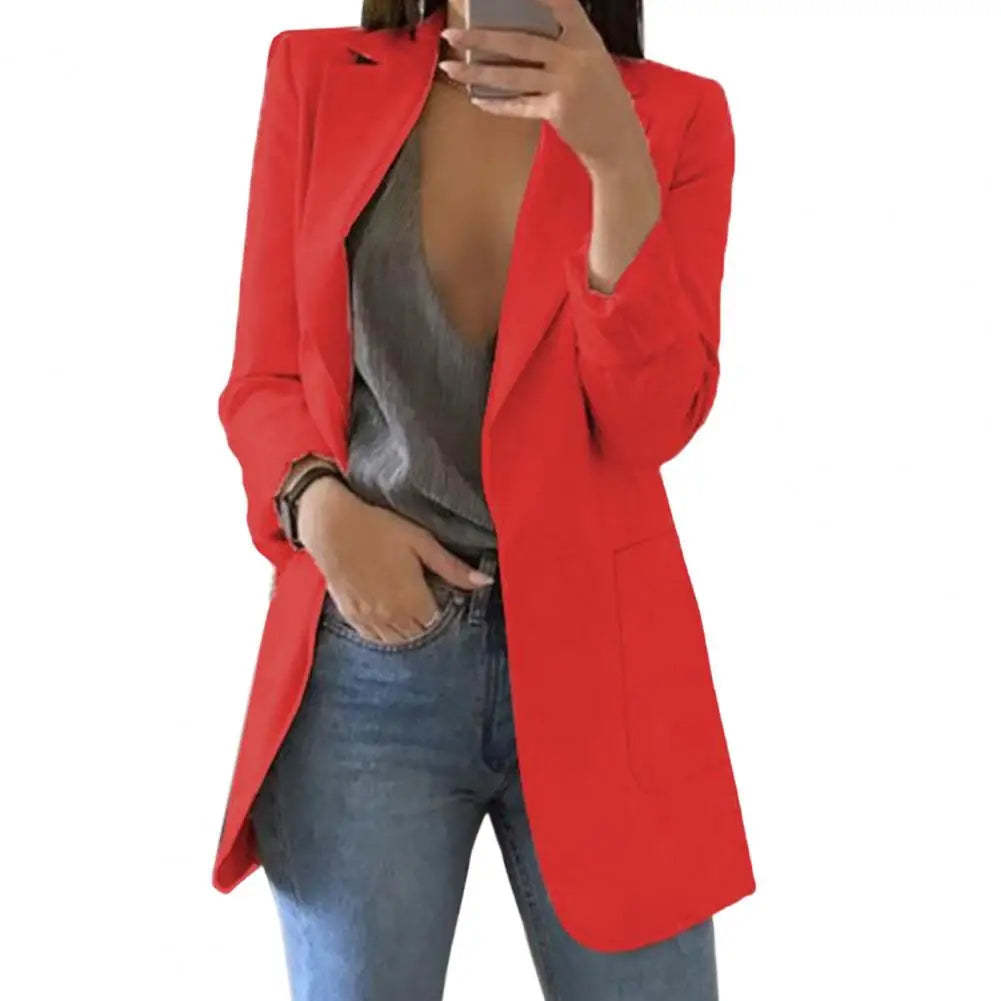 Lightweight and breathable long sleeve autumn blazer for women on a mannequin.