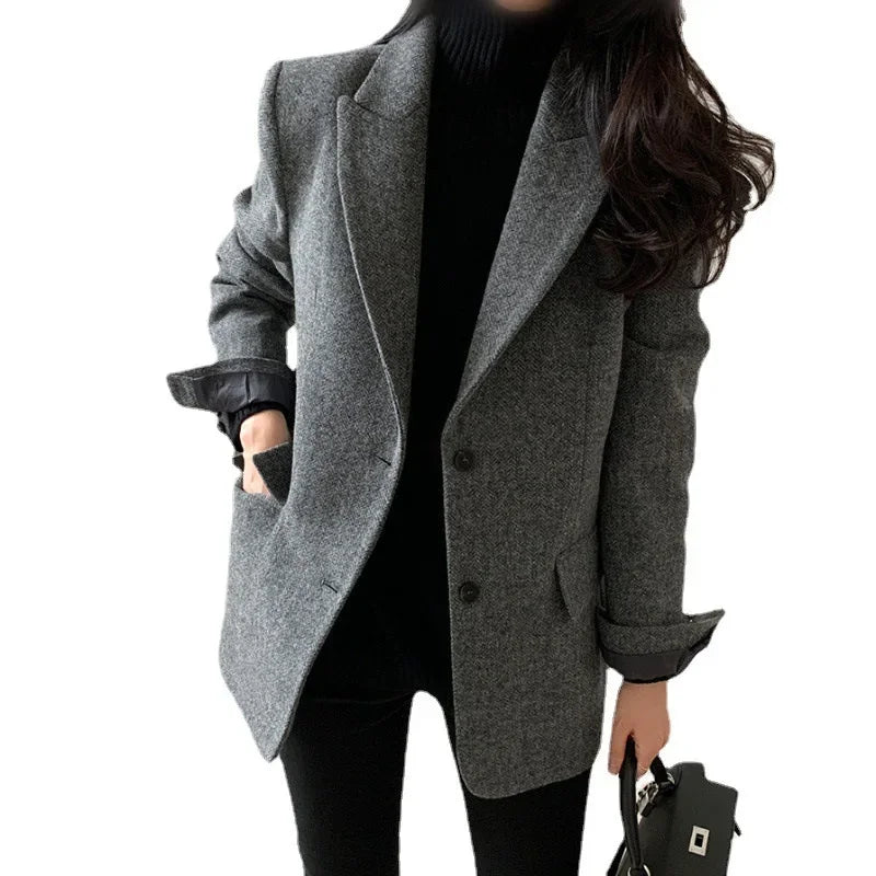 Oversized Woolen Jacket Korean Style