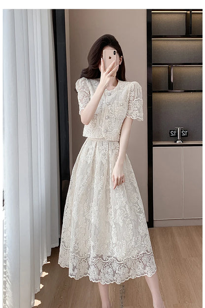 Pearls Embroidery Lace Two Piece Sets