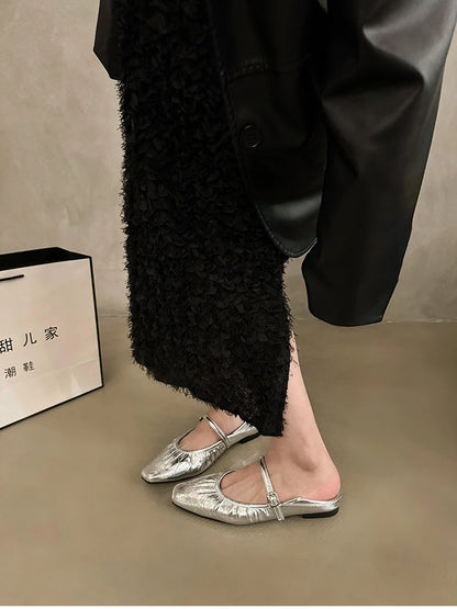 Silver Mary Jane Comfort Shoes