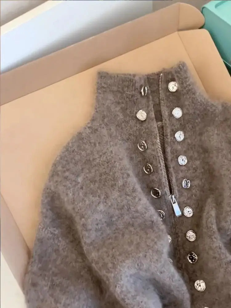 Winter Sweater Coat for Women with Double Buttons
