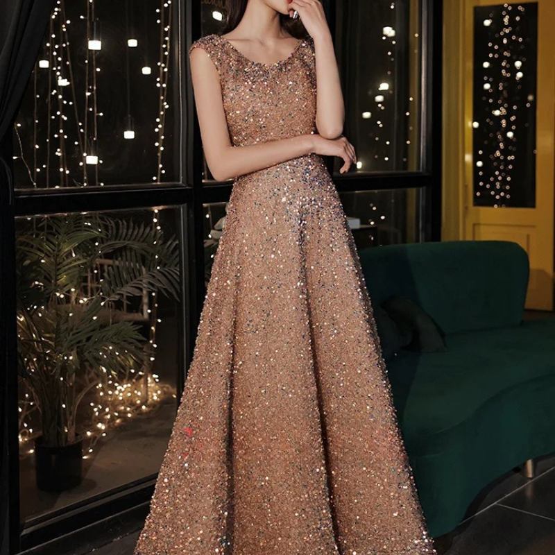 Elegant sequin dress with intricate detailing for events
